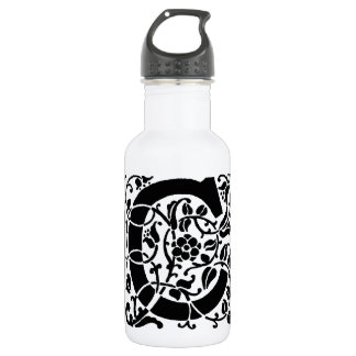 Initiaal C Monogram. Floral Name Gepersonaliseerd  Waterfles