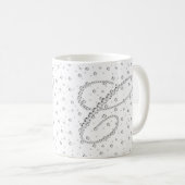 Initiaal C Monogram Witte Diamanten Print Koffiemok (Voorkant rechts)