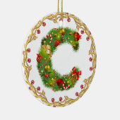 initiaal C monogrammen kerstversiering - cirkel Keramisch Ornament (Rechts)