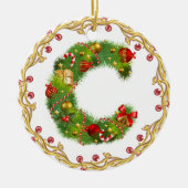 initiaal C monogrammen kerstversiering - cirkel Keramisch Ornament (Voorkant)