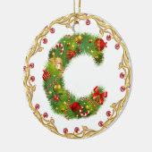 initiaal C monogrammen kerstversiering - cirkel Keramisch Ornament (Links)