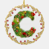 initiaal C monogrammen kerstversiering - cirkel Keramisch Ornament (Achterkant)