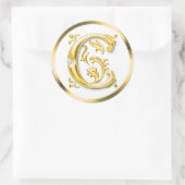Initiaal C ronde Sticker in goud (Tas)