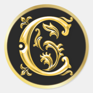 Initiaal C ronde Sticker in goud