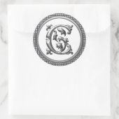 Initiaal C Ronde Sticker in Zilver (Tas)