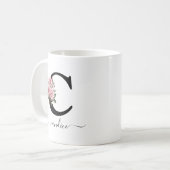 Initiaal C Rozen Bloemen Monogram Naam Koffiemok (Voorkant links)