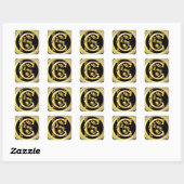 Initiaal C Vierkante Sticker in Goud (Vel)