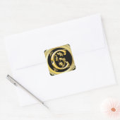 Initiaal C Vierkante Sticker in Goud (Envelop)