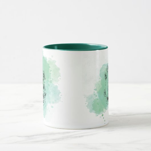 Initiaal C Waterverf Monogram Groen Botanisch Mok (Midden)