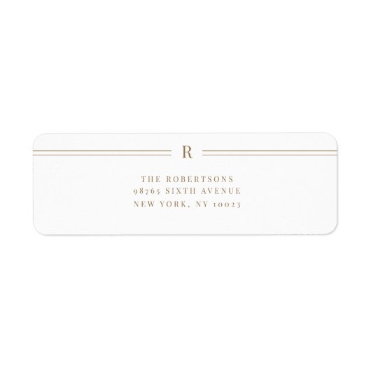 Initiaal Classic Wedding Return Adreslabel Etiket (Voorkant)