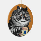  Initiaal, Coffee Lover Cat, Louis Wain Keramisch Ornament (Rechts)