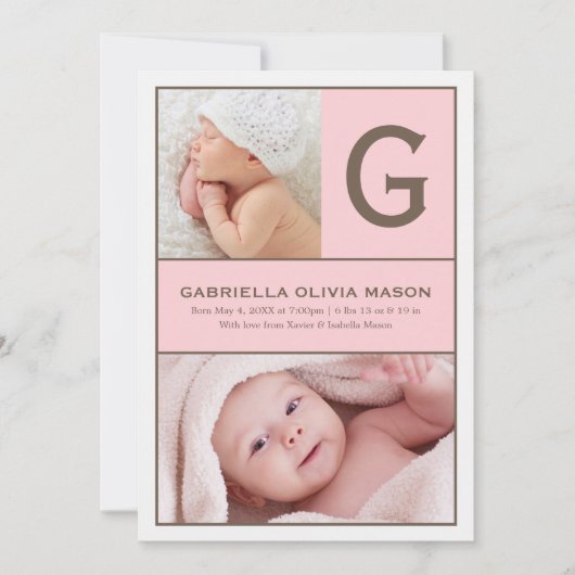 Initiaal Collage | Roze Aankondiging (Voorkant)