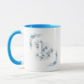 Initiaal "D" Blauw Monogram Kalme Bloemenkoffie Mok (Links)