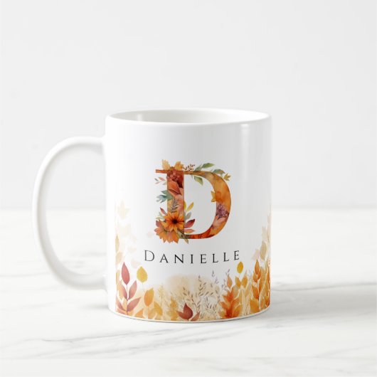 Initiaal D gebladerte met monogram Herfst Koffiemok (Links)