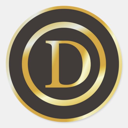 Initiaal D Gold Monogram Trouwstickers Ronde Sticker (Voorkant)