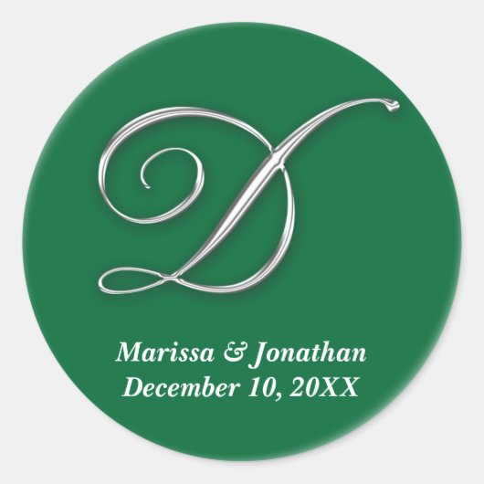 Initiaal D Groen monogram douanenaam gunstiger zeg Ronde Sticker (Voorkant)