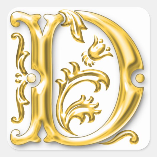 Initiaal D Hoofdletter Sticker in Goud (Voorkant)