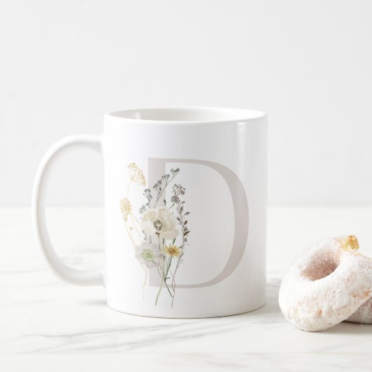 Initiaal D met zacht gekleurde bloemkool Koffie-Mo Koffiemok (Met donut)