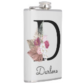 Initiaal D Monogram Roze Boho Floral Heupfles (Rechts)