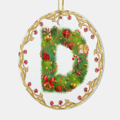 initiaal D monogrammen kerstversiering - cirkel Keramisch Ornament (Links)
