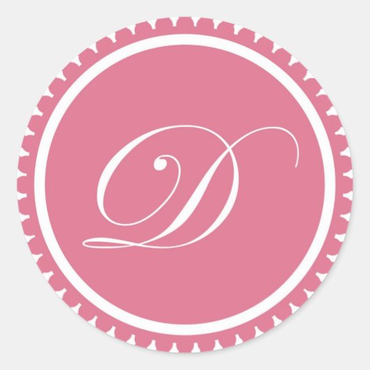 Initiaal D princess roink-monogram, voor partij Ronde Sticker (Voorkant)