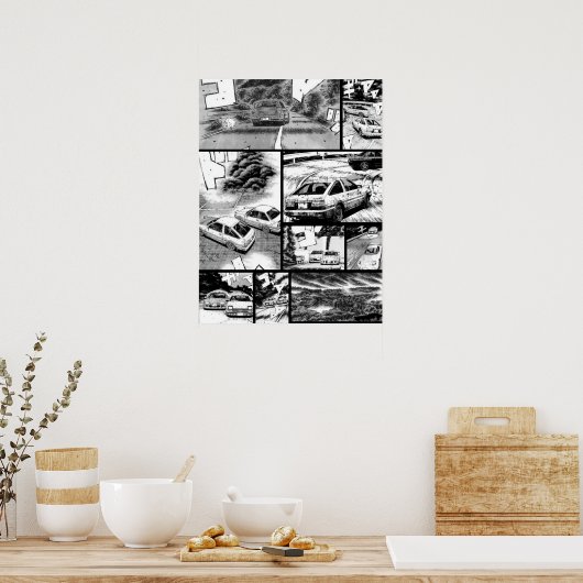 Initiaal D Racing Manga Wall Design Versie 2 Poster (Keuken)