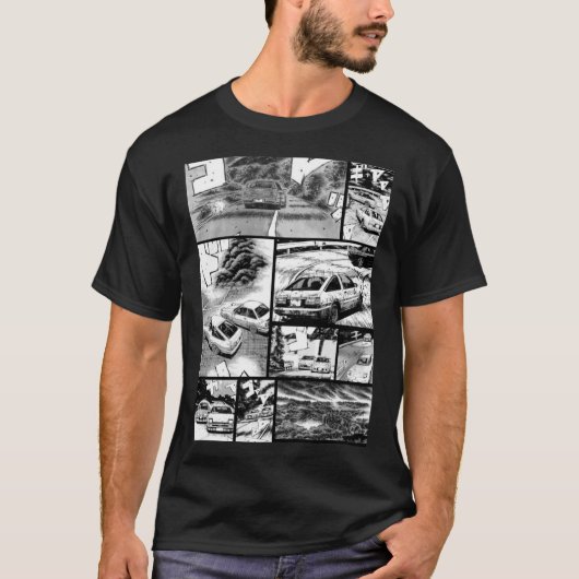 Initiaal D Racing - Manga Wall Design (versie 2) T-shirt (Voorkant)