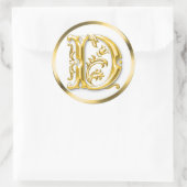 Initiaal D ronde Sticker in goud (Tas)