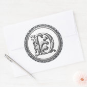 Initiaal D Ronde Sticker in Zilver (Envelop)