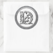 Initiaal D Ronde Sticker in Zilver (Tas)