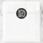 Initiaal D Ronde Sticker in Zilver (Tas)