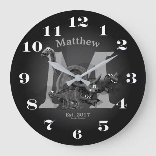 Initiaal Dinosaur en datum Grote Klok (Voorkant)