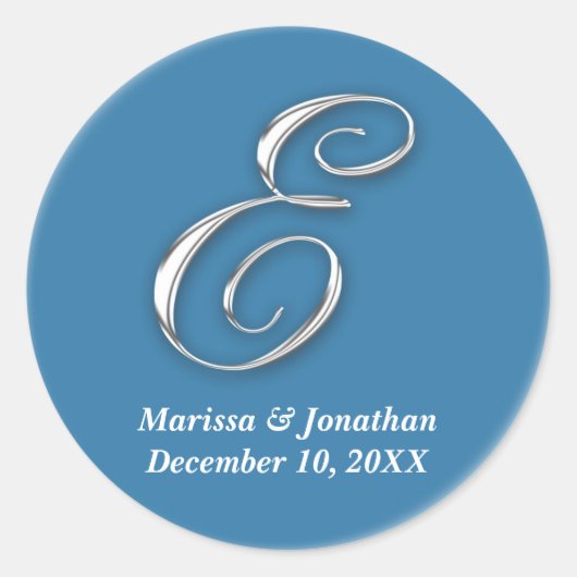 Initiaal E blauw monogram, douanenaam vóór zegel (Voorkant)