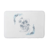 Initiaal "E" Blauw Monogram Kalm Bloemen Badmat (Voorkant)