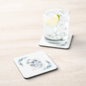 Initiaal "E" Blauw Monogram Kalm Bloemen Bier Onderzetter (Rechterzijde)