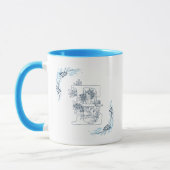 Initiaal "E" Blauw Monogram Kalme Bloemenkoffie Mok (Links)