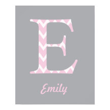 Initiaal "E" Personalized Chevron Pink Name Poster