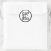 Initiaal E Ronde Sticker in Zilver (Tas)