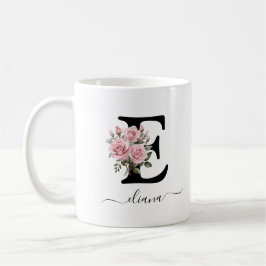 Initiaal E Rozen Bloemen Monogram Naam Koffiemok