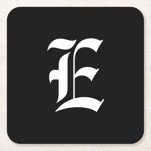 Initiaal E van zwart-wit monogram, Kartonnen Onderzetters (Voorkant)