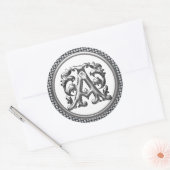 Initiaal Een ronde Sticker in zilver (Envelop)
