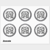 Initiaal Een ronde Sticker in zilver (Vel)