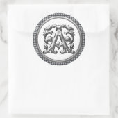 Initiaal Een ronde Sticker in zilver (Tas)
