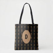 Initiaal Elegant Zwart Tote Bag (Voorkant)