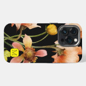 initiaal elegante feminine design Flowers black iPhone Hoesje (Achterkant horizontaal)