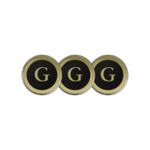 Initiaal Elegante Zwart & Goud Golfbal Markers