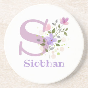 Initiaal en Christelijke naam Siobhan Floral Desig Zandsteen Onderzetter