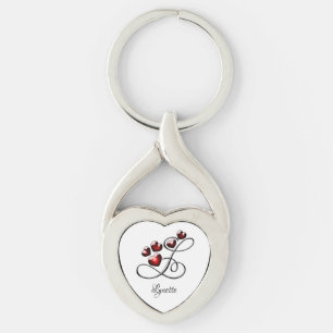 Initiaal en hart sleutelhanger