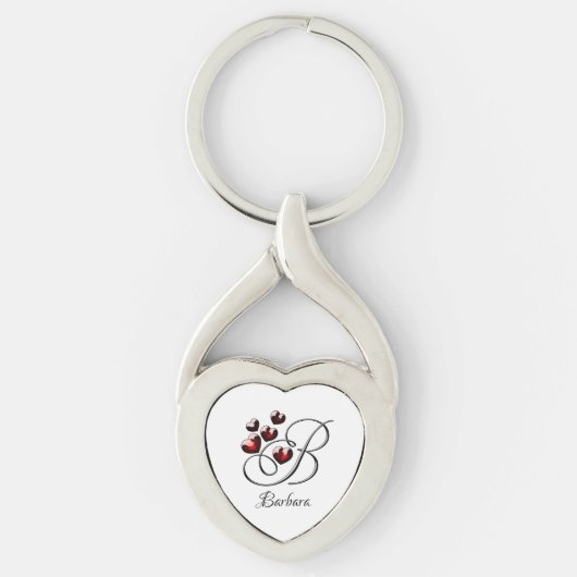 Initiaal en harten sleutelhanger (Voorkant)