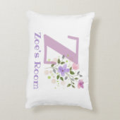 Initiaal en naam met Floral Design Accent Pillow Accent Kussen (Achterkant (Verticaal))
